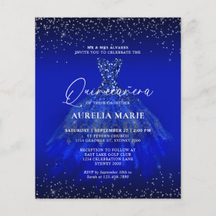 BUDGET Glam Zilveren Blauw Prinses Jurk Quinceaner