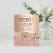 BUDGET Glamoureuze Roze Gouden Trouw Uitnodiging (Staand voorkant)