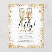 Budget Glitter 50e Verjaardagsfeest Uitnodiging Flyer (Voorkant)