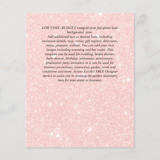 BUDGET Glitter AGATE MEISJESAVOND Uitnodiging Flyer (Achterkant)