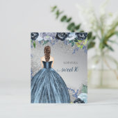 Budget Glitter Blue Dress Sweet 16 Uitnodiging (Staand voorkant)