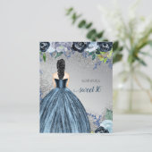 Budget Glitter Blue Dress Sweet 16 Uitnodiging (Staand voorkant)