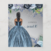 Budget Glitter Blue Dress Sweet 16 verjaardag (Voorkant)