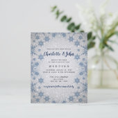 Budget Glitter Blue Snowflakes Weddenschap-uitnodi (Staand voorkant)