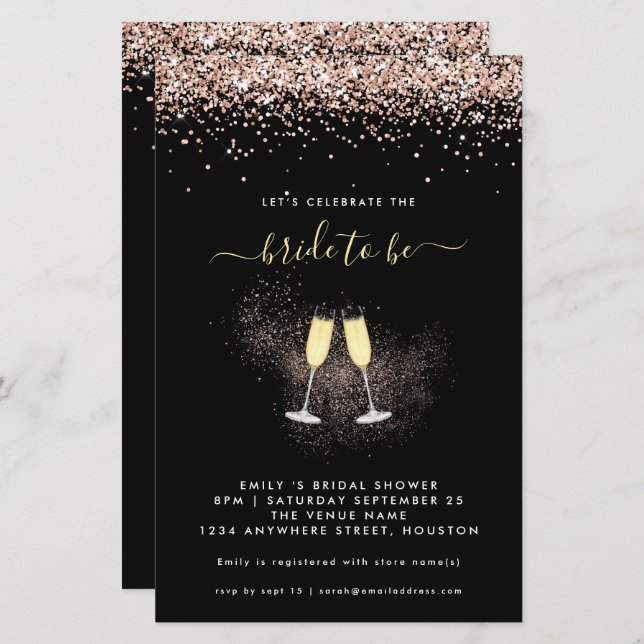 Budget Glitter Champagne Bridal Shower (Voorkant / Achterkant)