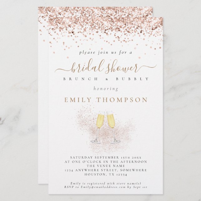 Budget Glitter Champagne Bridal Shower (Voorkant / Achterkant)