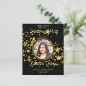 Budget Glitter confetti foto verjaardaguitnodiging (Staand voorkant)