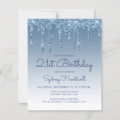 Budget Glitter Drip Blauw 21ste Verjaardagsfeest (Voorkant)