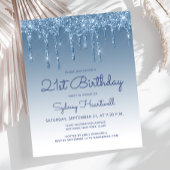 Budget Glitter Drip Blauw 21ste Verjaardagsfeest
