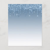 Budget Glitter Drip Blauwe Baby Shower Uitnodiging (Achterkant)