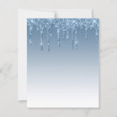 Budget Glitter Drip Blauwe Sweet 16 Uitnodiging (Achterkant)