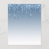Budget Glitter Drip Blue 60th Birthday Invitation (Achterkant)