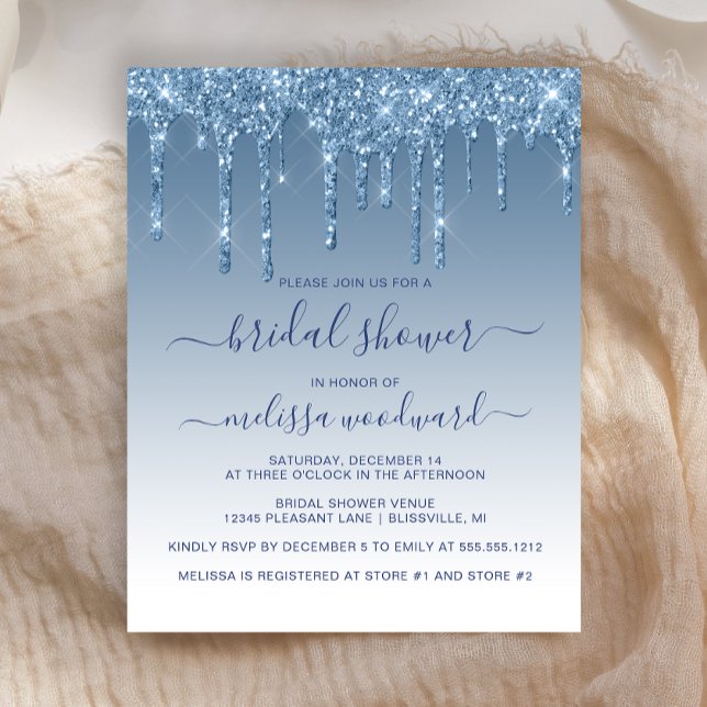 Budget Glitter Drip Blue Bridal Shower (Creator heeft geüpload)