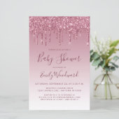 Budget Glitter Drip Burgundy Baby shower Invite (Staand voorkant)