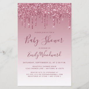 Budget Glitter Drip Burgundy Baby Shower Uitnodigi