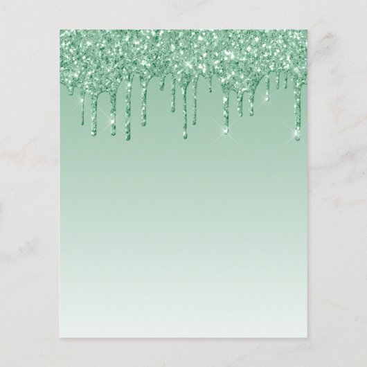 Budget Glitter Drip Green 40th Birthday Invitation (Achterkant)