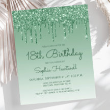 Budget Glitter Drip Groen 18e Verjaardagsfeestje