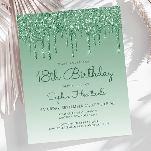 Budget Glitter Drip Groen 18e Verjaardagsfeestje
