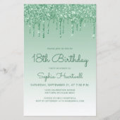 Budget Glitter Drip Groen 18e Verjaardagsuitnodigi (Voorkant)