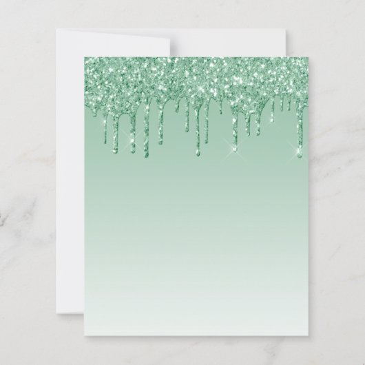 Budget Glitter Drip Groen Zoet 16 Uitnodiging (Achterkant)
