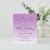 Budget Glitter Drip Paarse 18e Verjaardagsfeest (Staand voorkant)