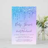Budget Glitter Drip Rainbow Baby shower Invite (Staand voorkant)
