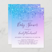 Budget Glitter Drip Rainbow Baby shower Uitnodigin (Voorkant / Achterkant)