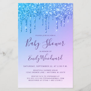 Budget Glitter Drip Regenboog Baby Shower Uitnodig