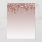 Budget Glitter Drip Roos Gold Weduwen Uitnodiging (Achterkant)