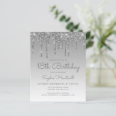 Budget Glitter Drip Zilver 18e Verjaardagsfeestje (Staand voorkant)