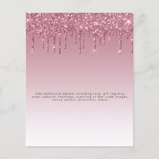 BUDGET Glitter Eenhoorn Meisje Baby Shower Uitnodi (Achterkant)