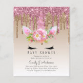 BUDGET Glitter Eenhoorn Meisje Baby Shower Uitnodi (Voorkant)
