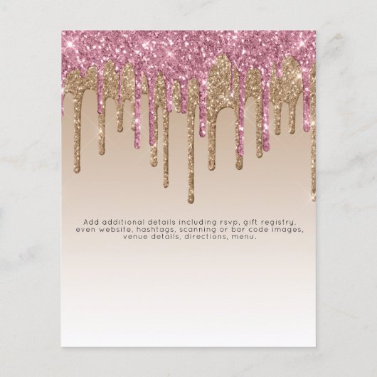 BUDGET Glitter Eenhoorn Meisje Baby Shower Uitnodi Flyer (Achterkant)