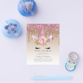 BUDGET Glitter Eenhoorn Meisje Baby Shower Uitnodi Flyer (Enkel)