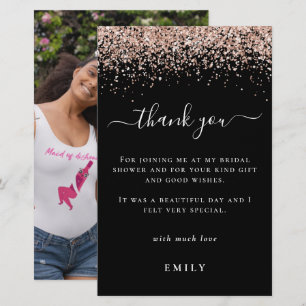 Budget Glitter Foto Bruidsdouche Zwart Bedankt