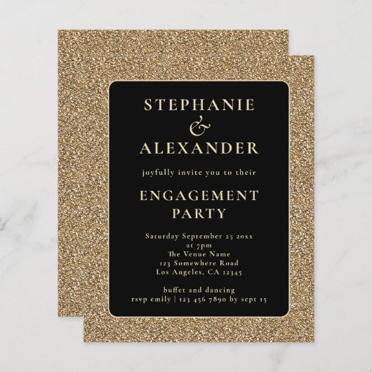 Budget Glitter Gold Black Engagement Party (Voorkant / Achterkant)
