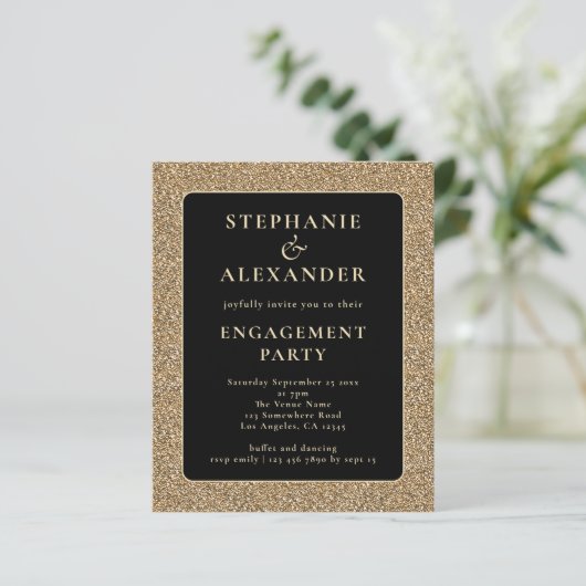 Budget Glitter Gold Black Engagement Party (Staand voorkant)