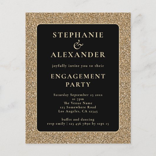 Budget Glitter Gold Black Engagement Party (Voorkant)