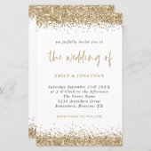 Budget Glitter Gold Confetti Wedding Invitation (Voorkant / Achterkant)
