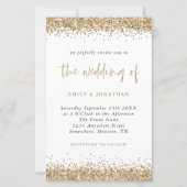 Budget Glitter Gold Confetti Wedding Invitation (Voorkant)