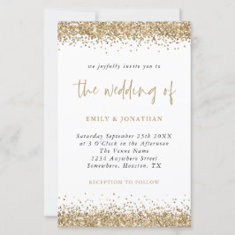 Budget Glitter Gold Confetti Wedding Invitation