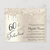 Budget Glitter Goud 60e Verjaardag Feest Uitnodigi (Voorkant)