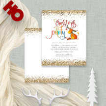 Budget Glitter-kerstfeest Lets party Deer Invite