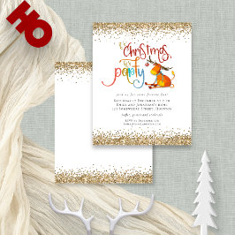 Budget Glitter-kerstfeest Lets party Deer Invite
