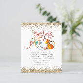 Budget Glitter-kerstfeest Lets party Deer Invite (Staand voorkant)