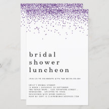 Budget Glitter Paars Vrijgezellenfeest Lunch Invit