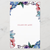 Budget Glitter Pink Floral Afstuderen Uitnodiging (Achterkant)