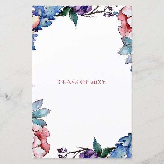 Budget Glitter Pink Floral Afstuderen Uitnodiging (Achterkant)