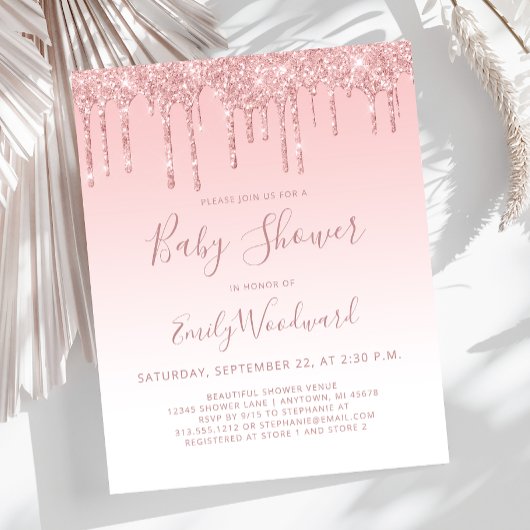Budget Glitter Pink Girl Baby shower