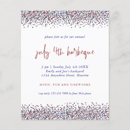 Budget Glitter Red Blue 4th Juli Uitnodiging
